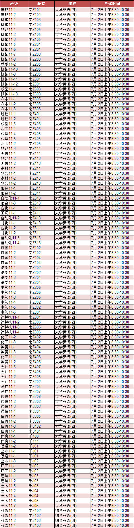 英国威廉希尔英文2012-2013学年第二学期考试周考试安排